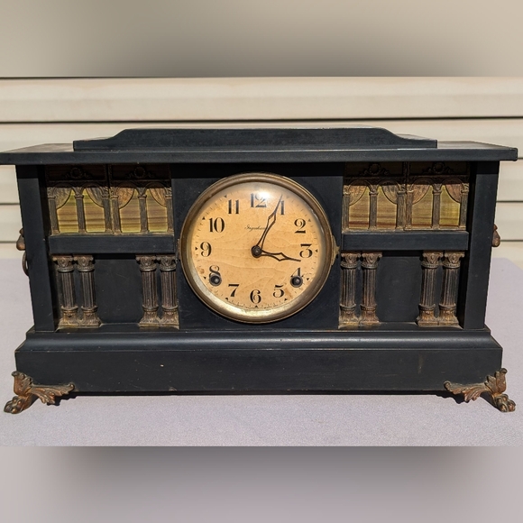 Antique Rare Ingraham Palace mantel clock missing pendulum & Key not tested - Picture 11 of 12